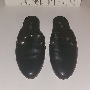 Michael Michael Kors Black Mules with Gold Star Accents
